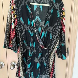 Elan Black and Blue Romper - L